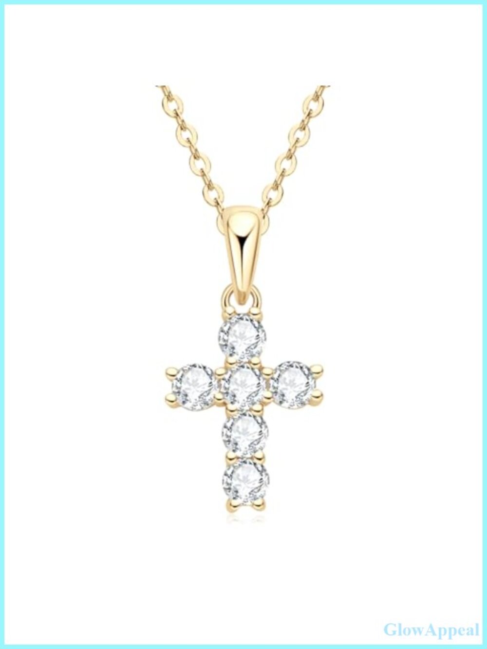 Sterling Silver Moissanite Cross Necklace 18K Gold Plated Dainty Pendant
